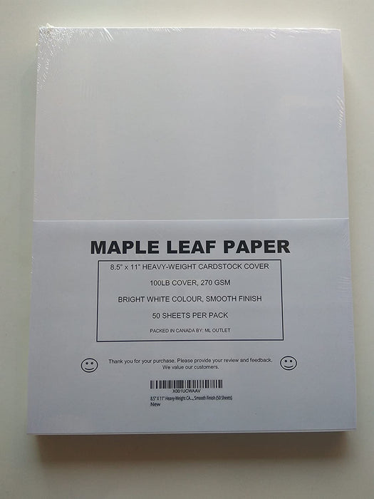 White Card Stock Paper, Smooth 100lb Cover (270gsm)